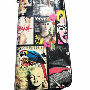 Popart Multi Color Celebrity Style Parody Magazine Fashion Zipper Clutch wallet